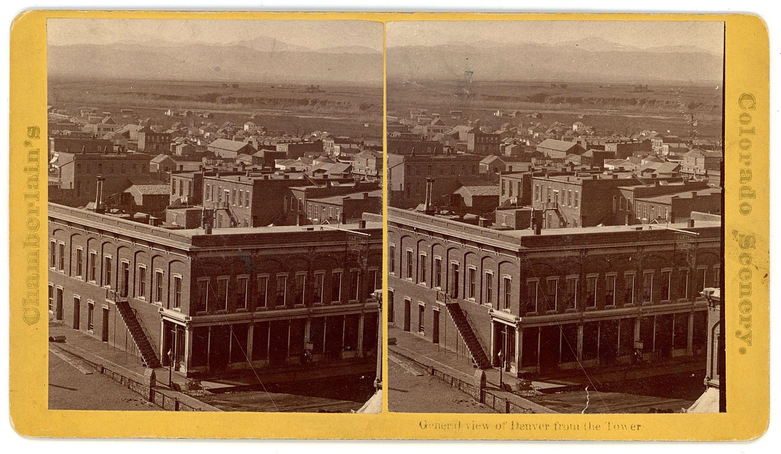 COLORADO STEREOVIEW - Denver - View from the Tower - WG Chamberlain 1870s COLORADO STEREOVIEW - Denver - View from the Tower - WG Chamberlain 1870s