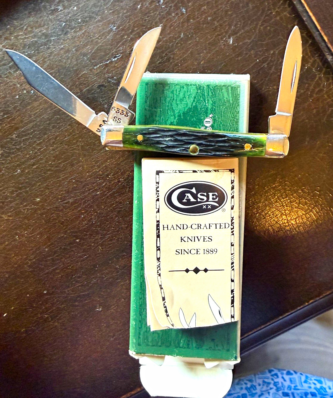 Vintage Case XX 6333 2000 Green Bone Stockman 3-Blade Stainless Pocketknife USA Vintage Case XX 6333 2000 Green Bone Stockman 3-Blade Stainless Pocketknife USA