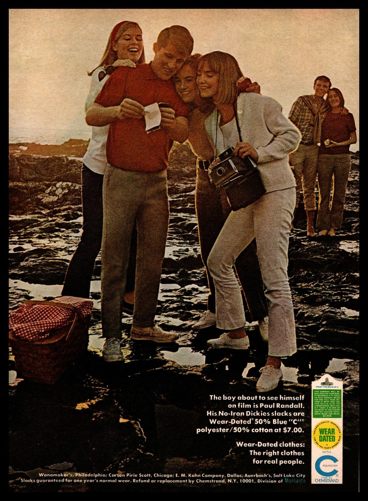 1966 Dickies Wear-Dated 50% Blue C Polyester Cotton Slacks Boy Vintage Print Ad