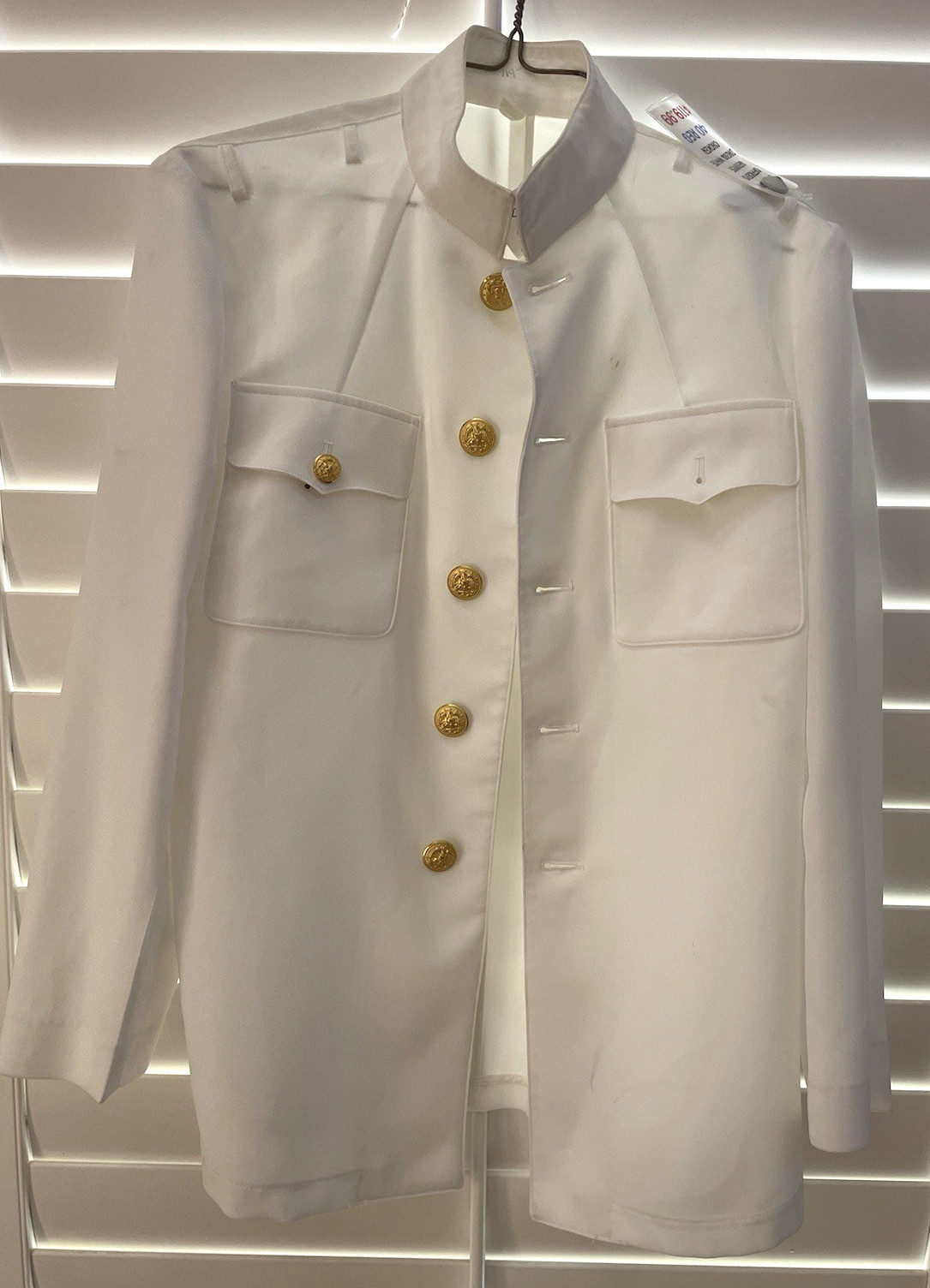 US Navy Official Uniform Ed White's Choker Long Sleeve Jacket 40 Reg