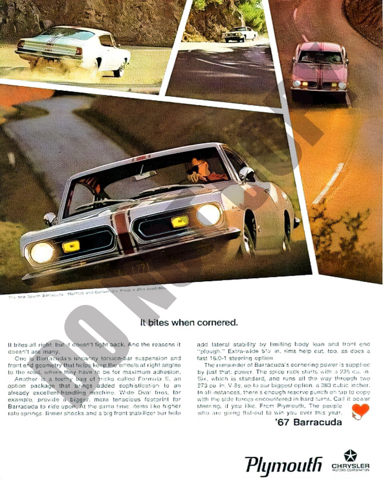 1967 Chrysler Plymouth Barracuda Promo Brochure Magazine Ad 8x10 Photo 1967 Chrysler Plymouth Barracuda Promo Brochure Magazine Ad 8x10 Photo