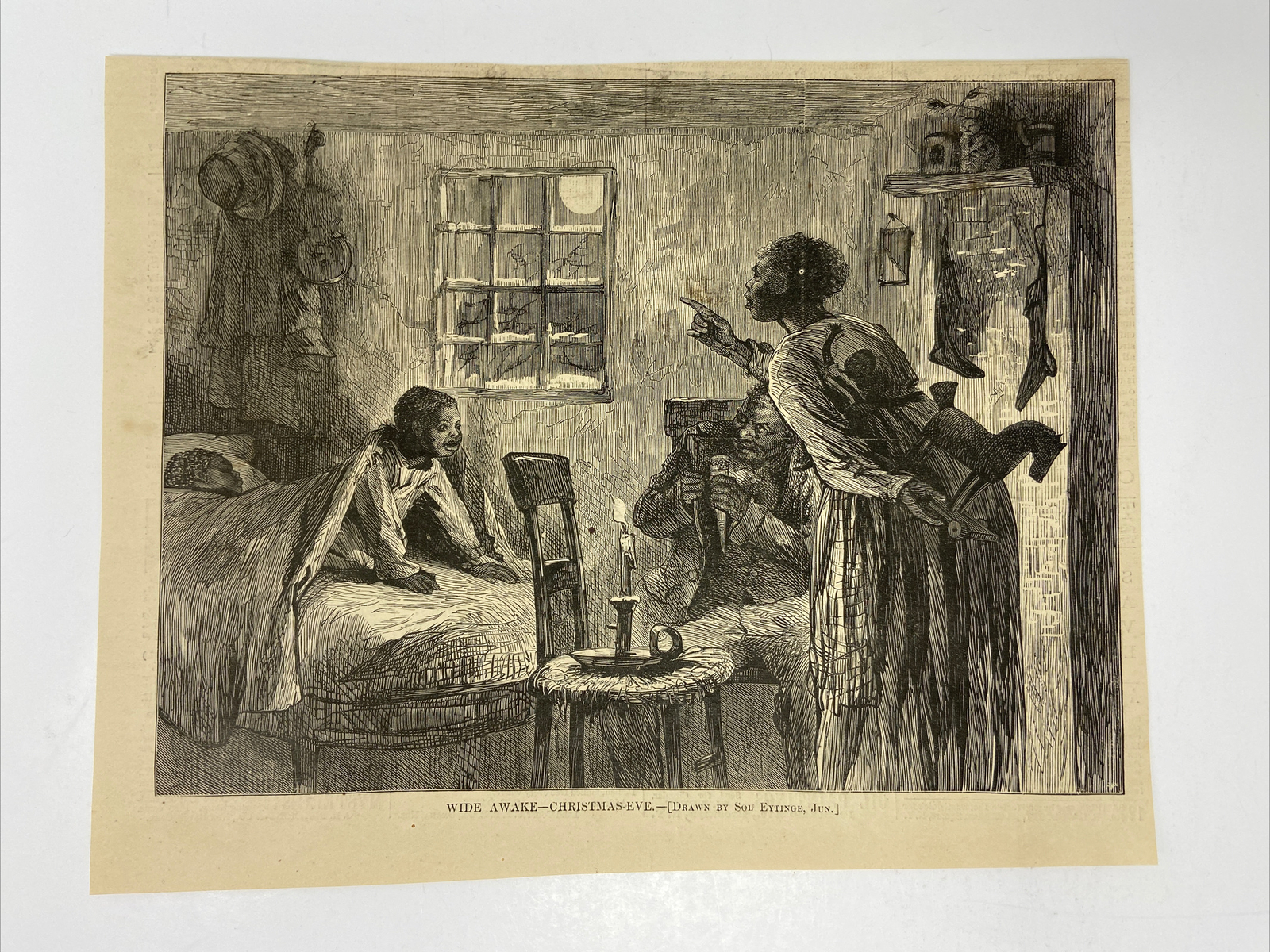 1872 Black Americana Engraving Wide Awake Christmas Eve Harpers Weekly Artwork 1872 Black Americana Engraving Wide Awake Christmas Eve Harpers Weekly Artwork