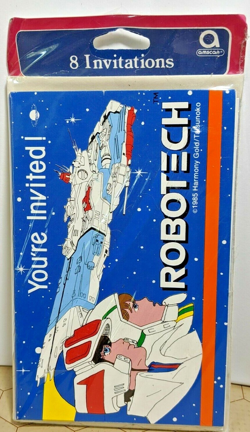 Robotech Party Invitations Sealed Pack 8 Count Invitations/Envelopes Amscan 1985 Robotech Party Invitations Sealed Pack 8 Count Invitations/Envelopes Amscan 1985