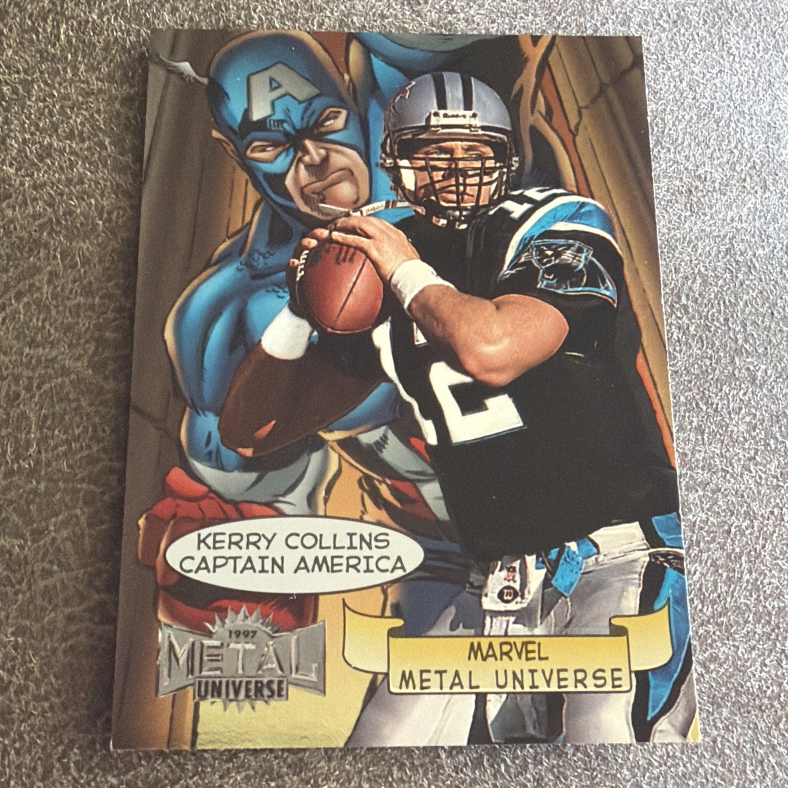 SkyBox 1997 Marvel Metal Universe Insert Kerry Collins Captain America #10/20 SkyBox 1997 Marvel Metal Universe Insert Kerry Collins Captain America #10/20