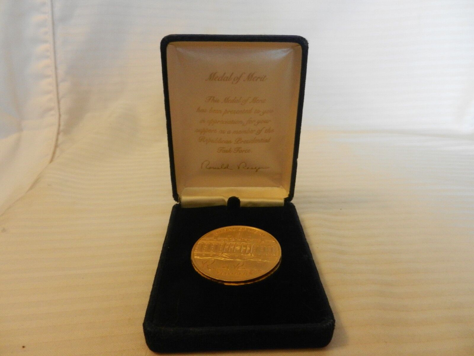 Vintage 1980s Ronald Reagan Medal of Merit Presidential Task Force Medallion in 