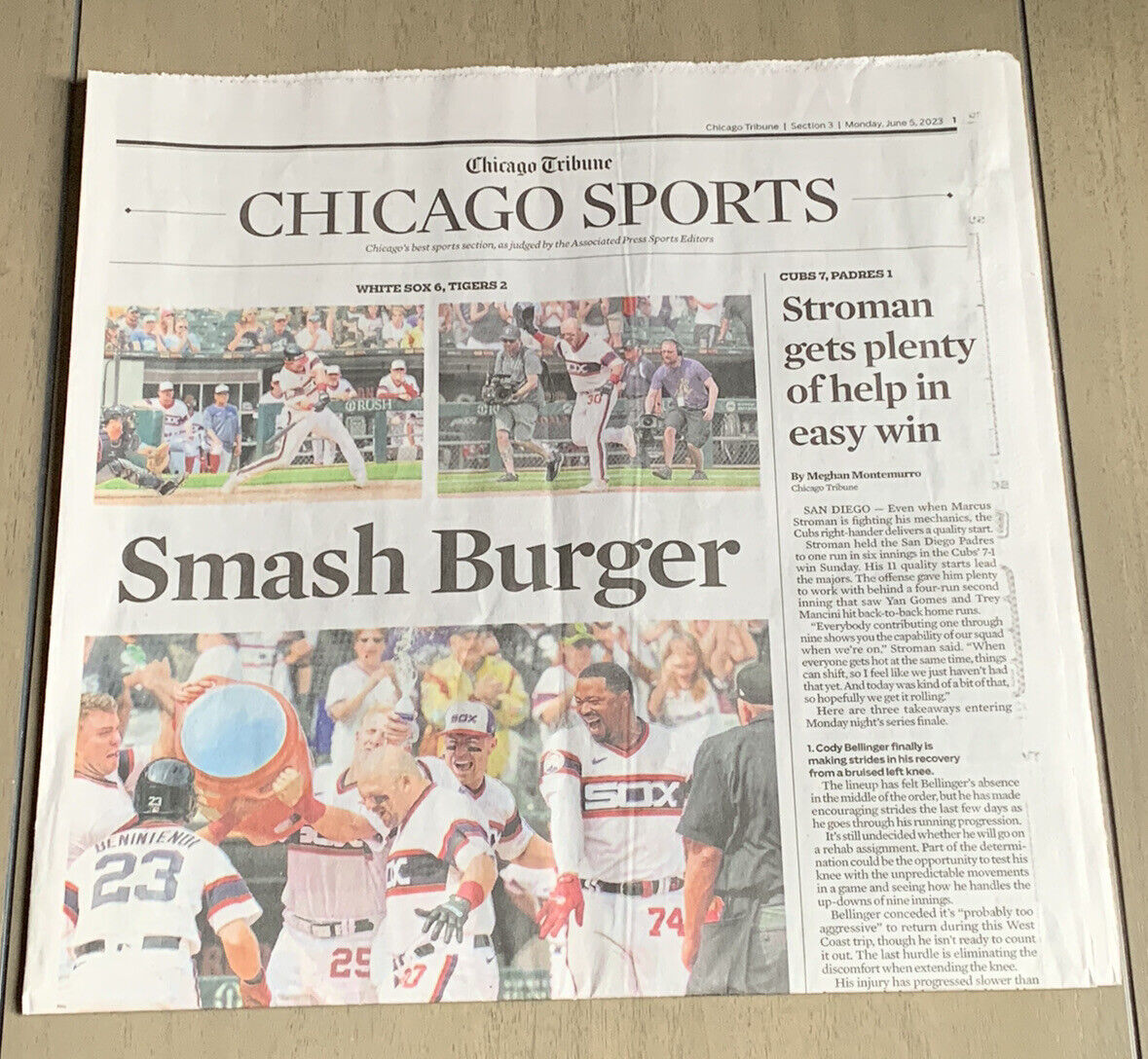 Jake Burger White Sox Walk-Off Grand Slam - Chicago Tribune - June 5, 2023