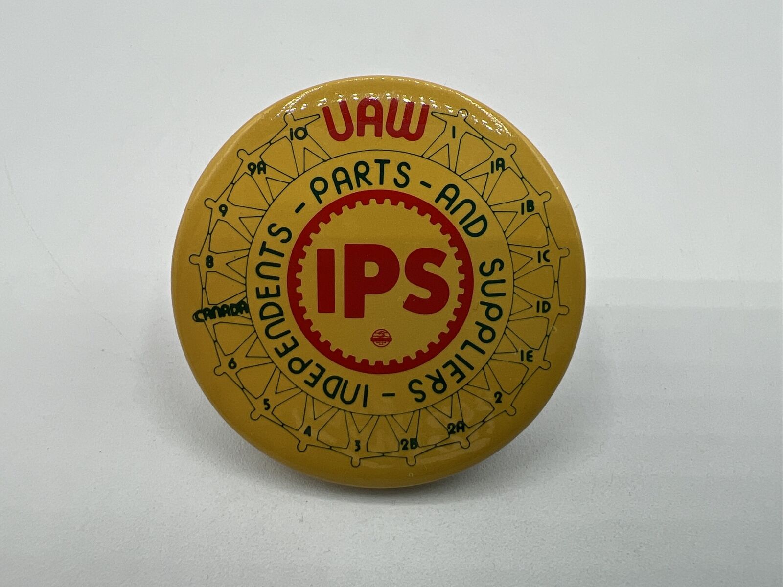 UAW Auto Workers IPS Part Suppliers Union Vintage Button Pin Pinback Canada