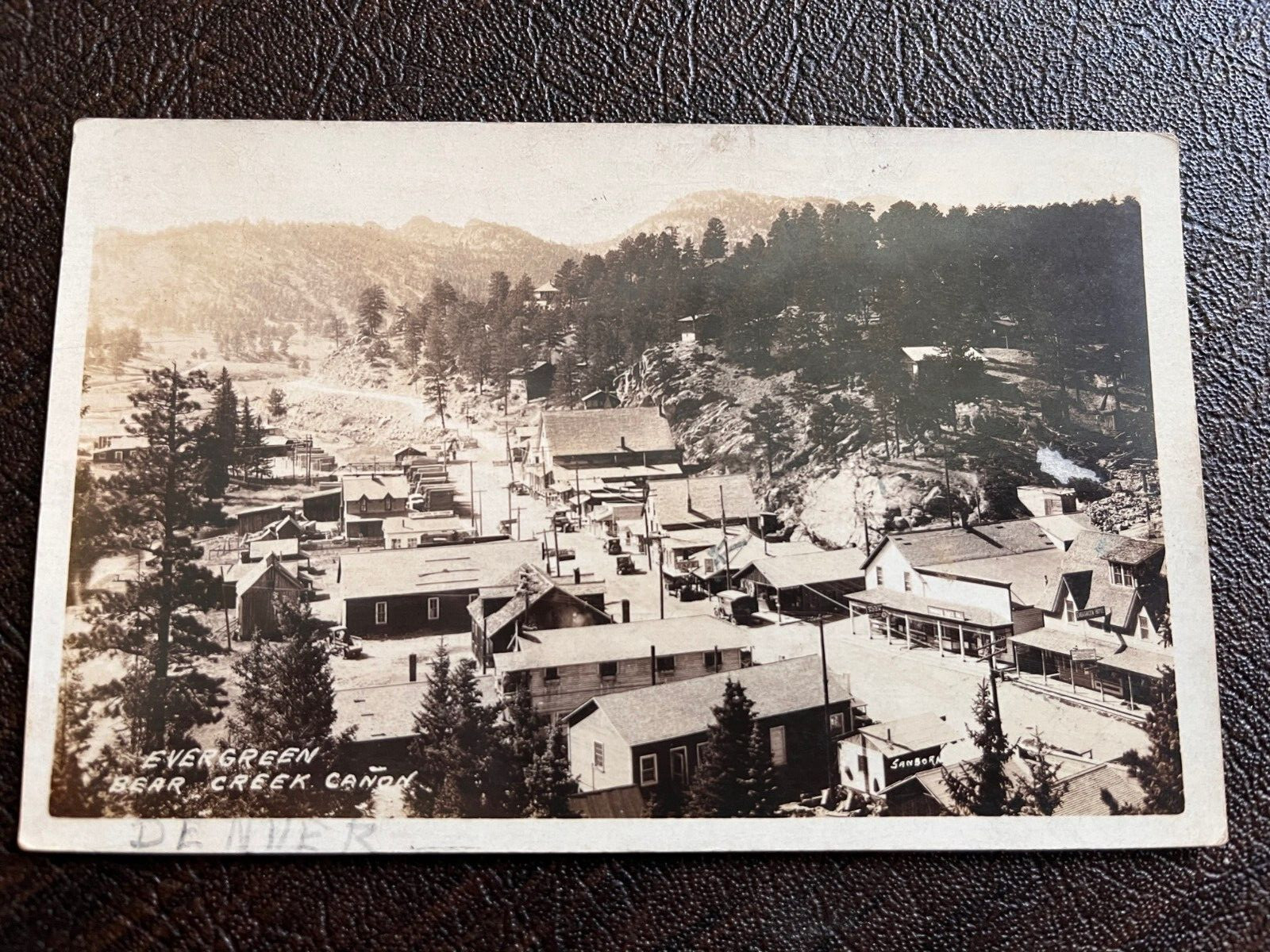 RPPC Evergreen Colorado - Birdseye Street Scene Business District early 1900s RPPC Evergreen Colorado - Birdseye Street Scene Business District early 1900s