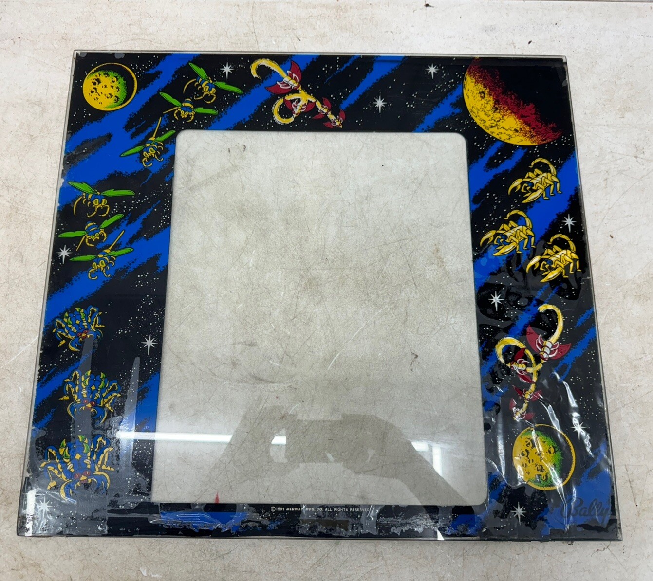 1981 midway galaga glass screen cover see pics