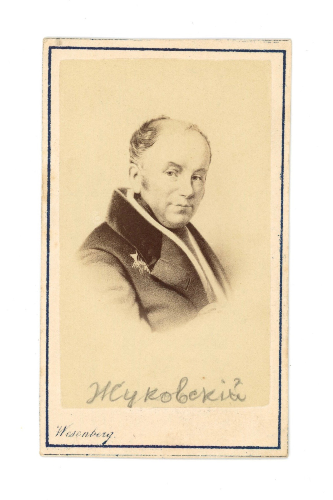 CDV Vasily Zhukovsky Portrait Russian Poet ROMANOV COURT Romantic Movement c1860 CDV Vasily Zhukovsky Portrait Russian Poet ROMANOV COURT Romantic Movement c1860
