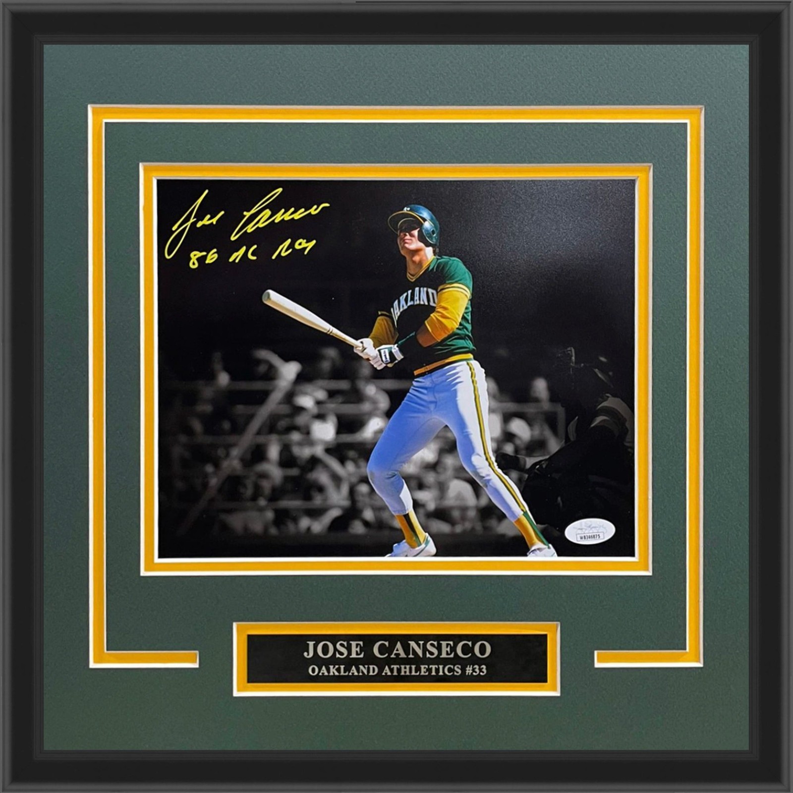 Jose Canseco Autographed Oakland Athletics Deluxe Framed 8x10 Photo w/ Jose Canseco Autographed Oakland Athletics Deluxe Framed 8x10 Photo w/