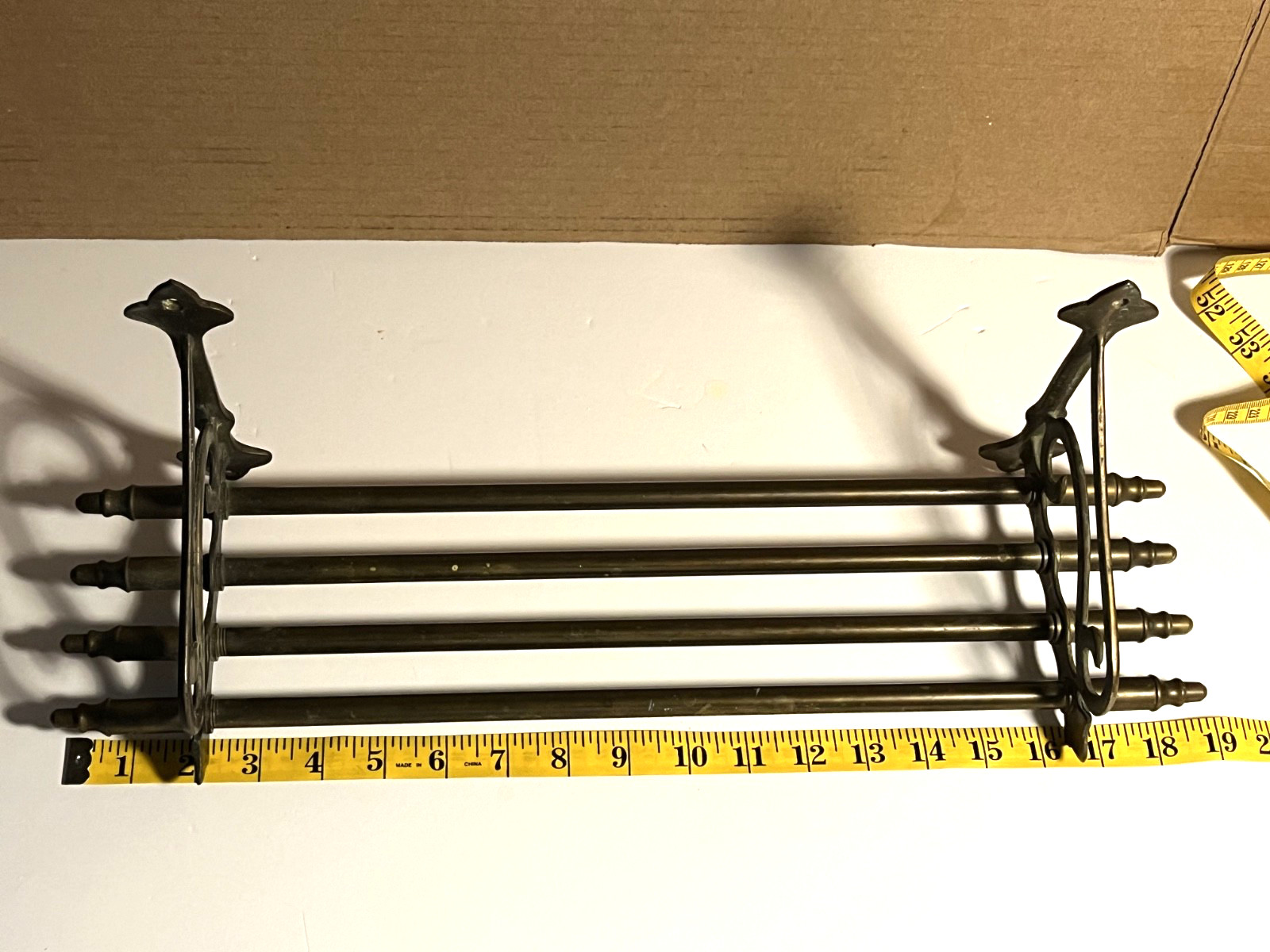 HTF Authentic Antique 19” Brass Pullman Railroad Train Hat Luggage Rack Shelf VG HTF Authentic Antique 19” Brass Pullman Railroad Train Hat Luggage Rack Shelf VG