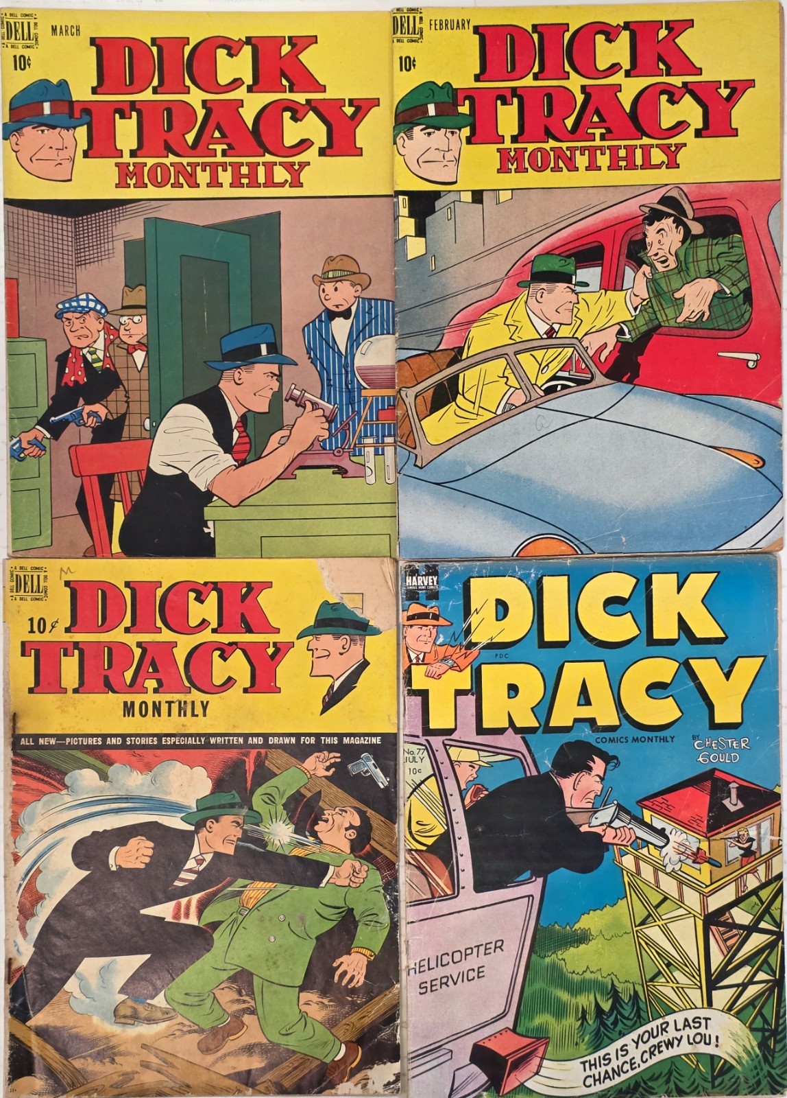 Dick Tracy Golden Age Lot (4) #3-77* VG+ G Harvey 1948-55 Chester Gould Art