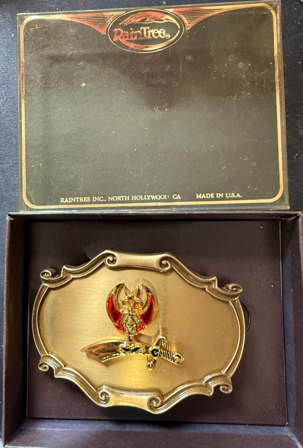 Vtg Freemason/Masonic Shriners 1978 Raintree Sword/Crescent Emblem Belt Buckle Vtg Freemason/Masonic Shriners 1978 Raintree Sword/Crescent Emblem Belt Buckle
