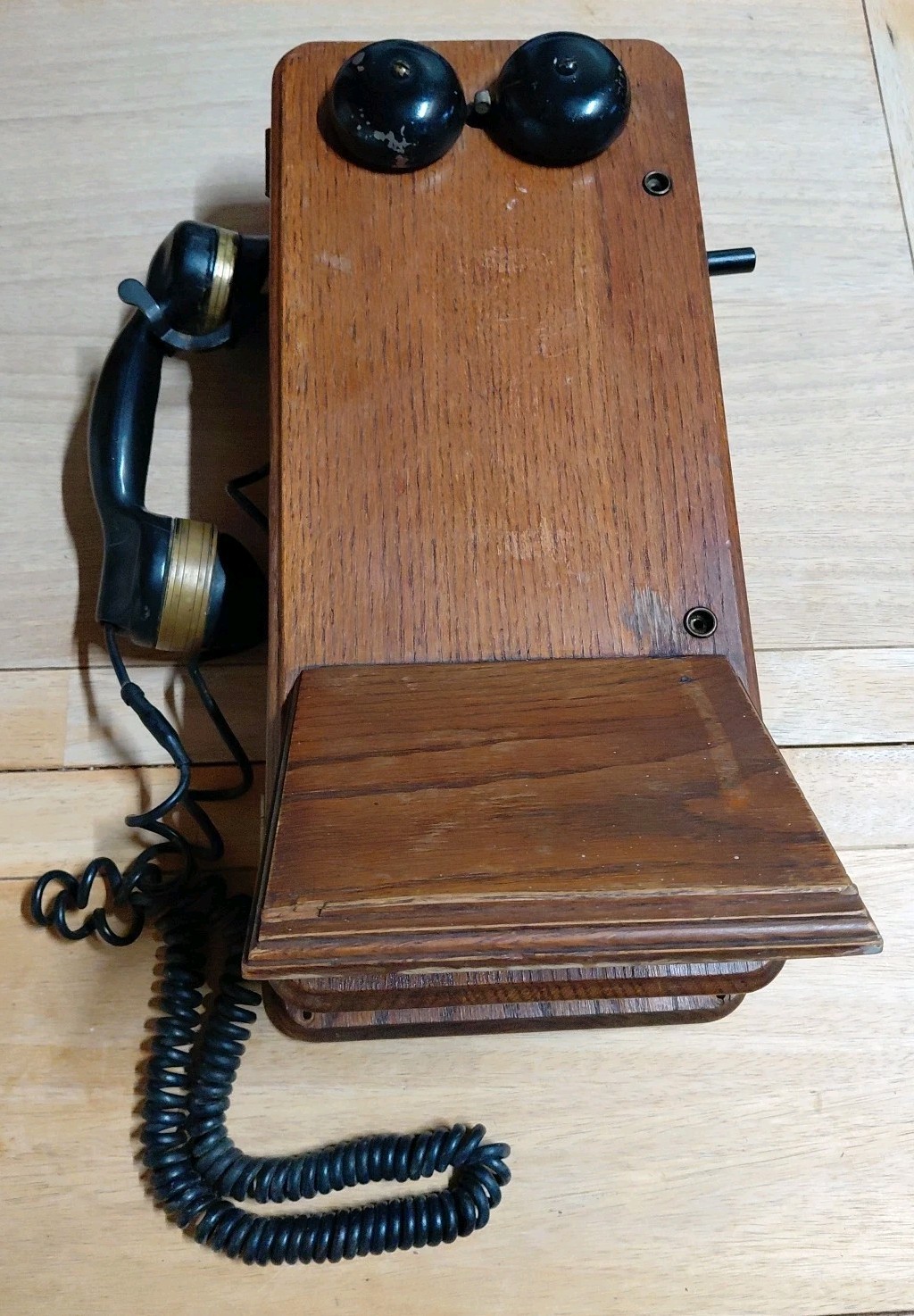 Beautiful Antique Wood Magneto Hand Crank Wind-Up Wall Phone Turned Into Rotary Beautiful Antique Wood Magneto Hand Crank Wind-Up Wall Phone Turned Into Rotary