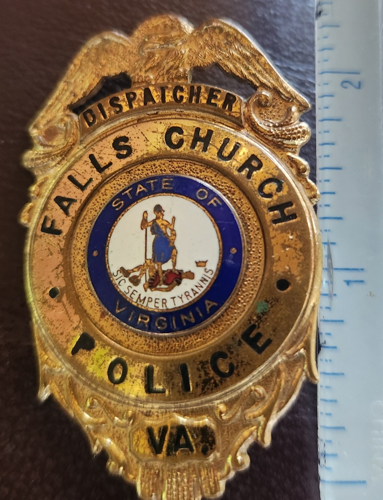 Vintage Antique 1970\'s Falls Church VA Police Dispatcher Badge Obsolete Vintage Antique 1970\'s Falls Church VA Police Dispatcher Badge Obsolete
