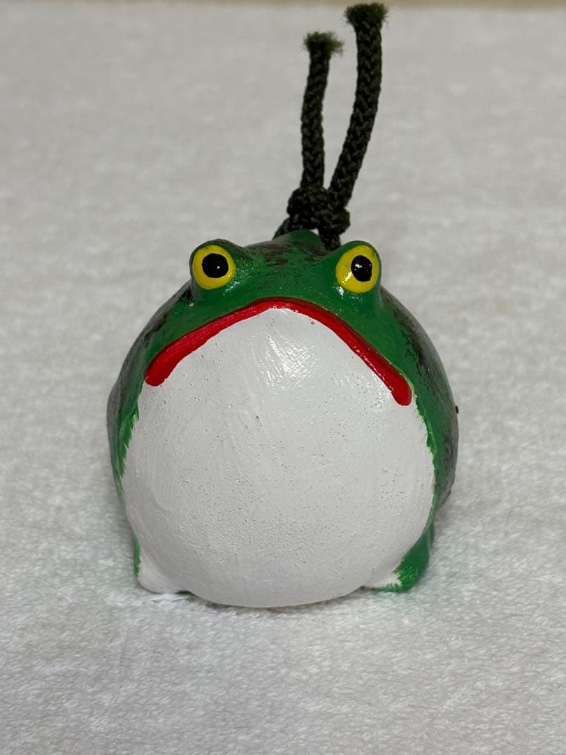 Retro Handmade Clay Bell Frog Lucky Charm Folk Toy Unglazed Pottery 80s Style