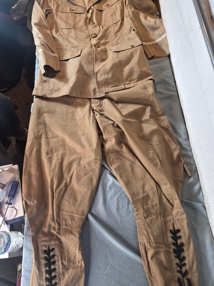 Vtg 1942 WWII US Army Khaki Uniform Tunic Jodhpurs Breeches Garrison Hat Named