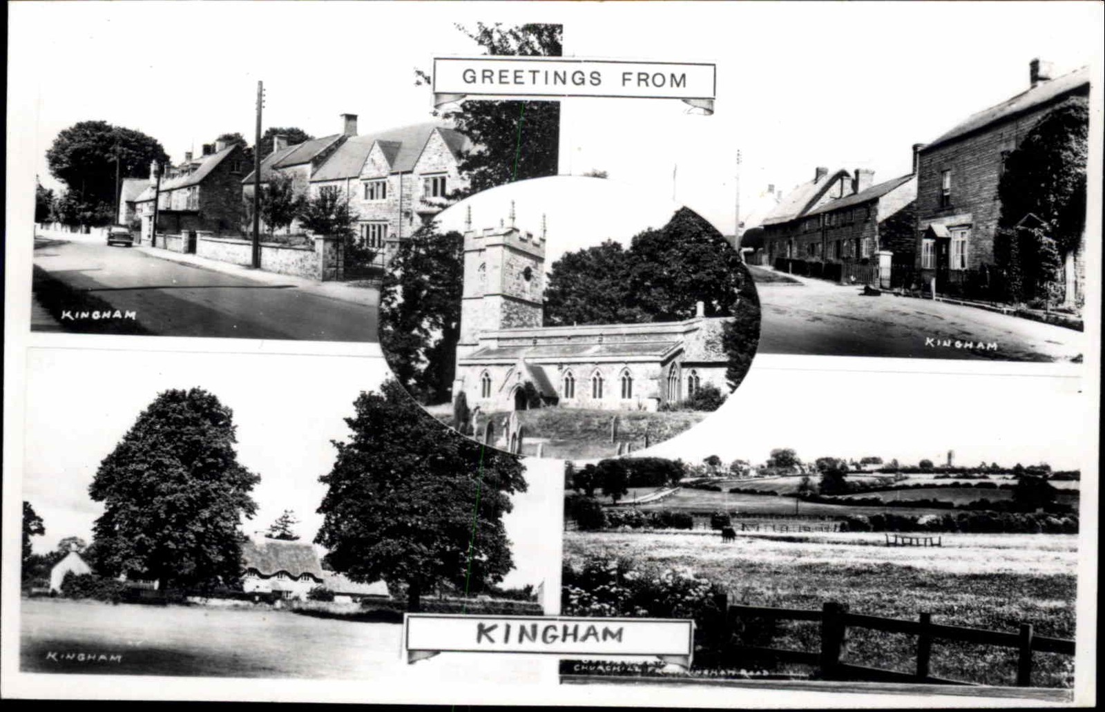 Kingham Oxfordshire Multiview 1930-50s Real Photo Vintage Postcard Kingham Oxfordshire Multiview 1930-50s Real Photo Vintage Postcard