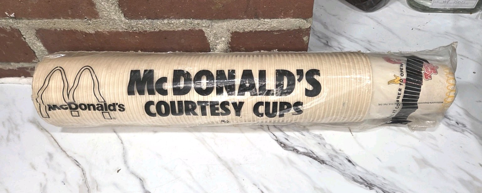Vintage Lot of 75 Unused Genuine Ronald McDonald Waxed Paper Cups 1980s Courtesy Vintage Lot of 75 Unused Genuine Ronald McDonald Waxed Paper Cups 1980s Courtesy