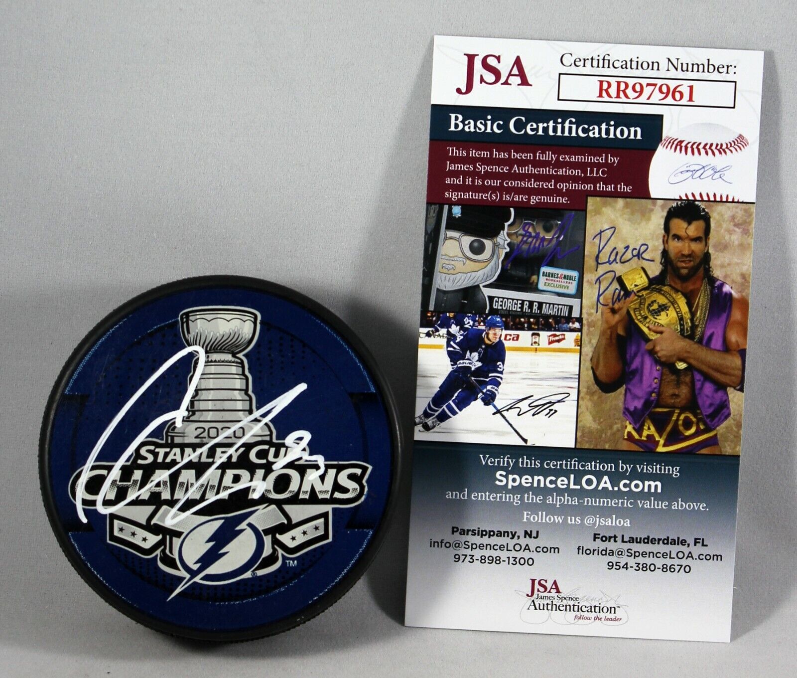 CARTER VERHAEGHE SIGNED 2020 STANLEY CUP CHAMPIONS Puck TAMPA BAY LIGHTNING JSA