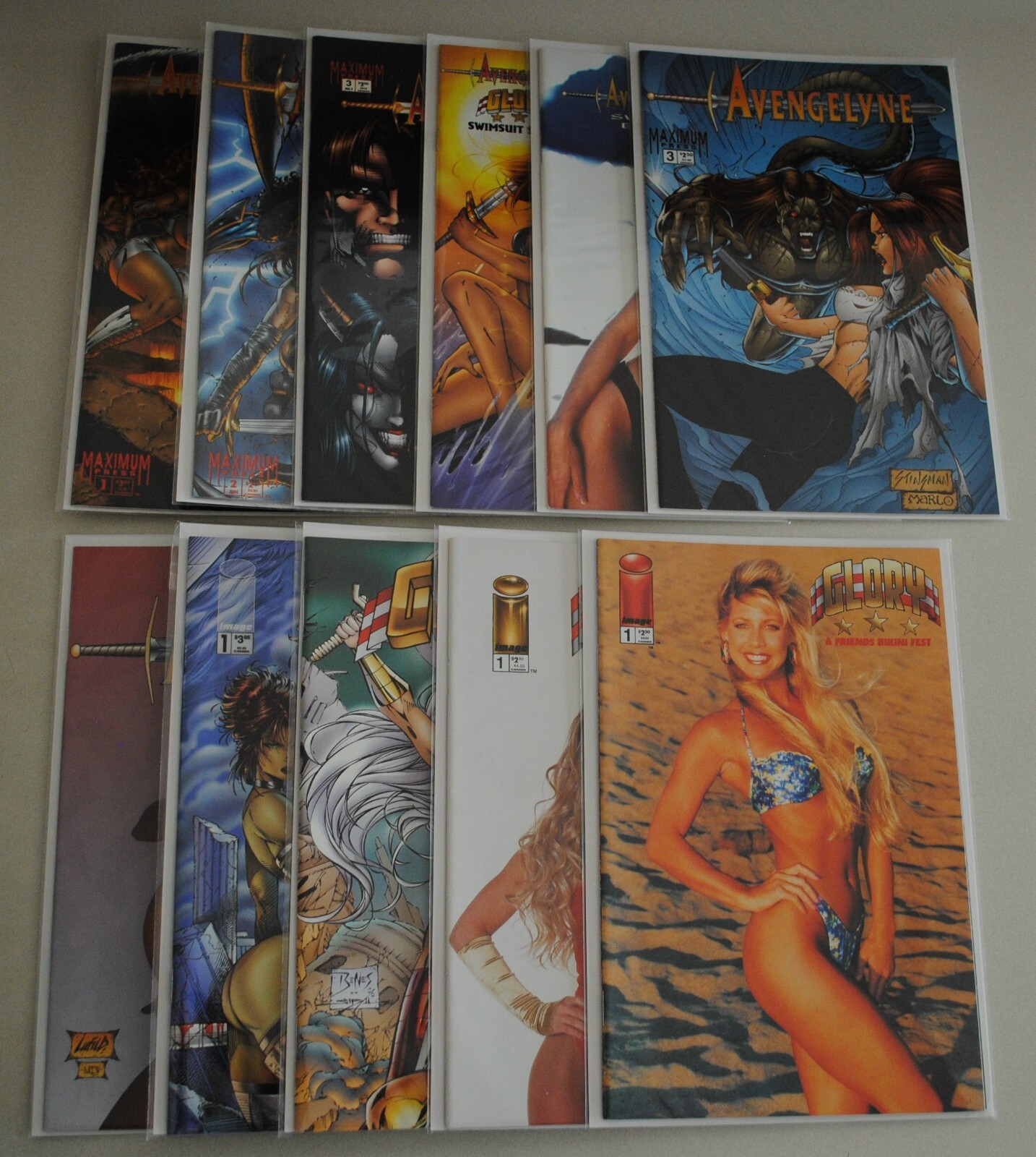 Glory Avengelyne Lot of 11 comics #1 Holo-Chrome Wrap-around Cvr. Never Read Glory Avengelyne Lot of 11 comics #1 Holo-Chrome Wrap-around Cvr. Never Read