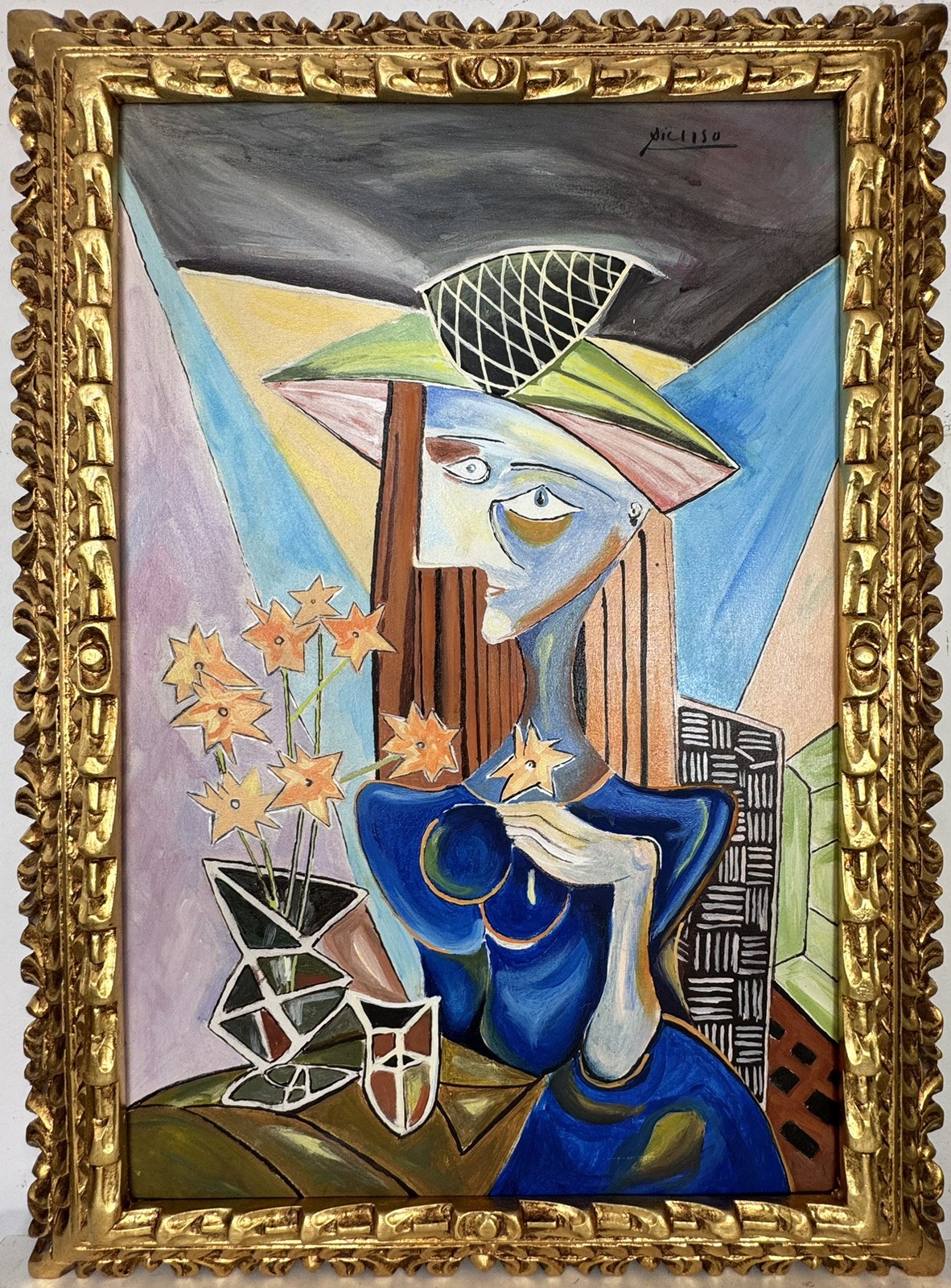 Pablo Picasso Painting on Canvas (Handmade) signed and framed  artwork