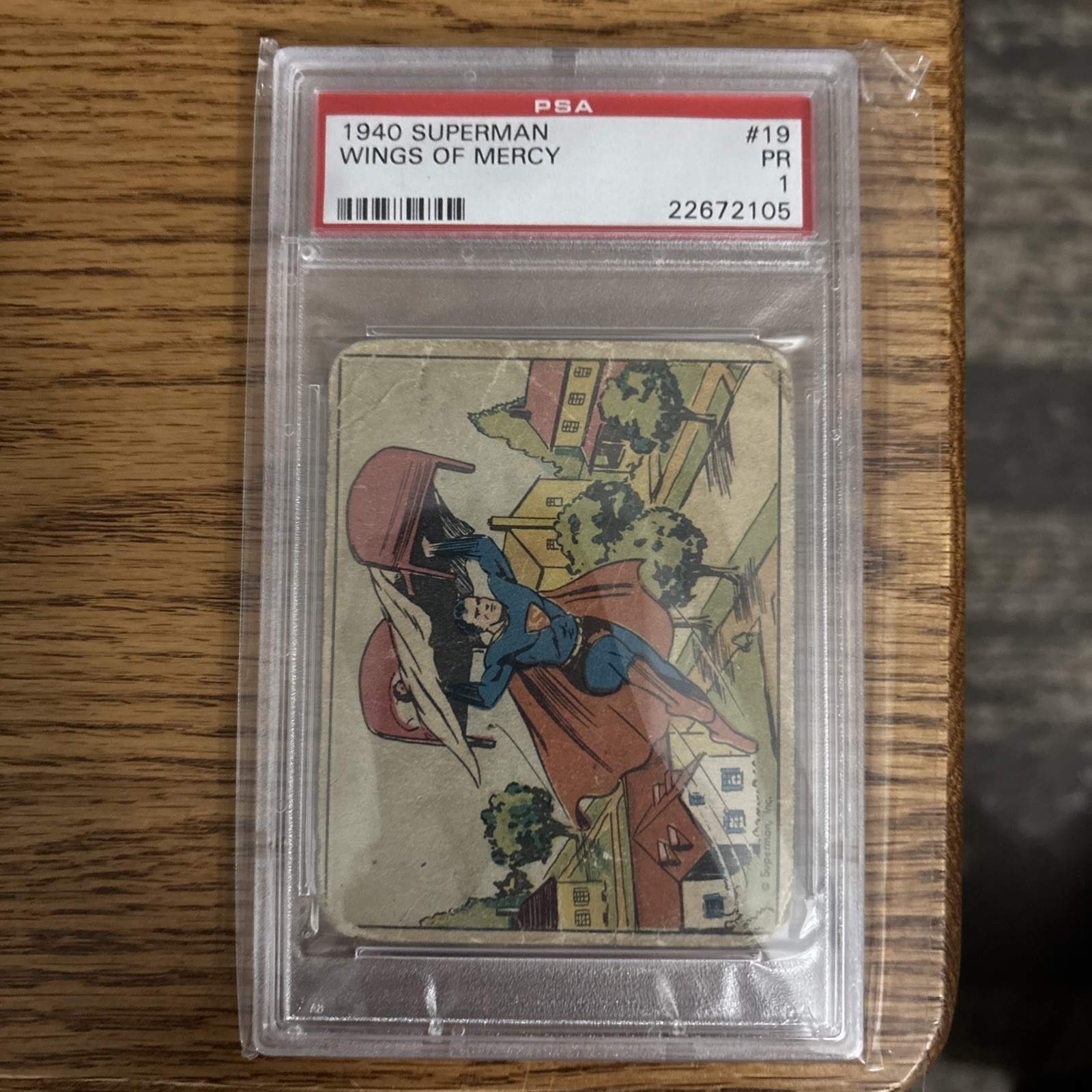 1940 SUPERMAN GUM Non Sports Card #19 WINGS OF MERCY PSA 1 RARE SET BREAK 1940 SUPERMAN GUM Non Sports Card #19 WINGS OF MERCY PSA 1 RARE SET BREAK