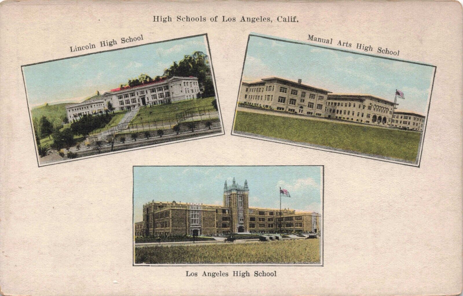 Los Angeles California Lincoln High School Manual Arts LA High School Postcard