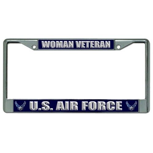 woman veteran usaf air force logo wings military license plate frame made in usa