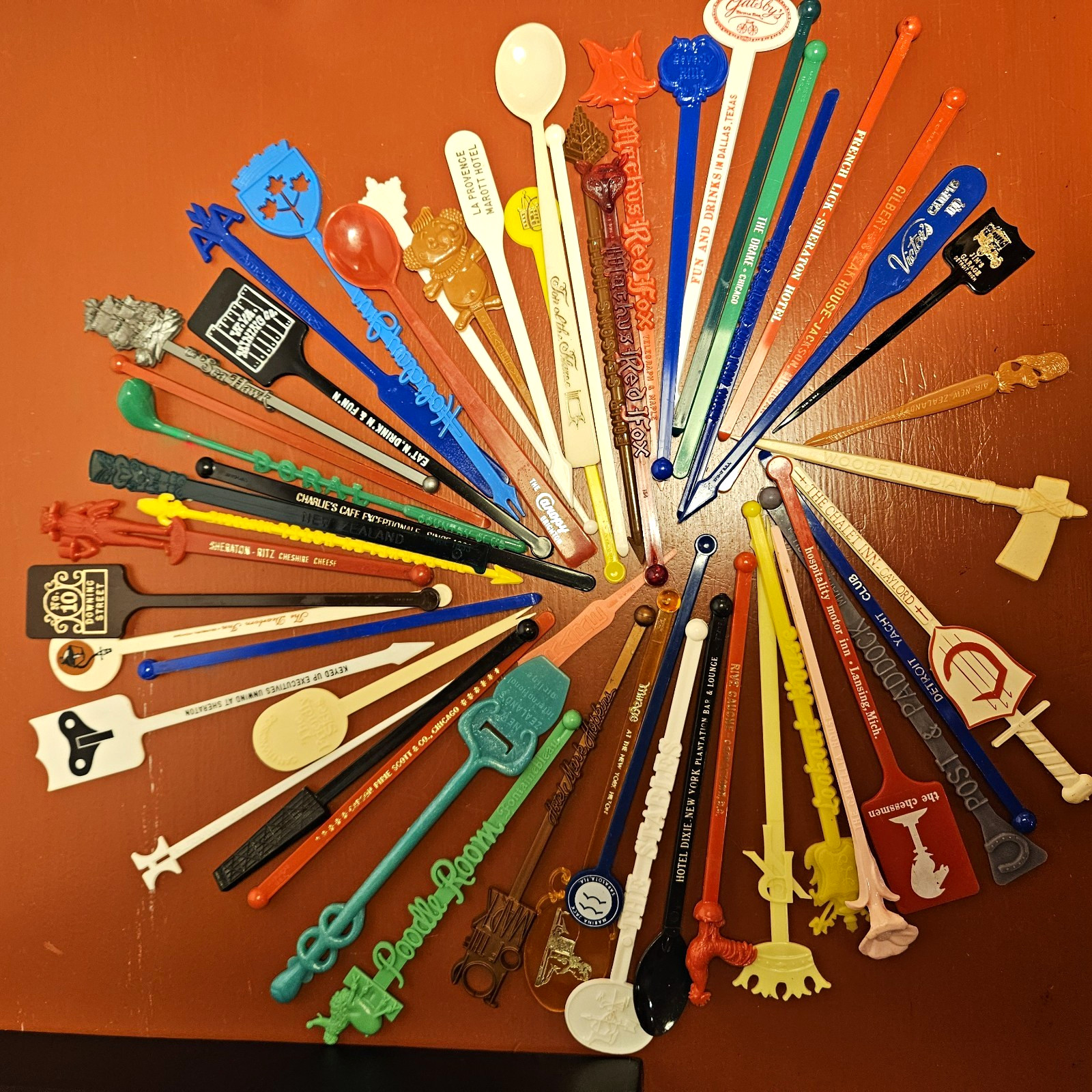 Vintage 1950s Original Plastic Advertising Swizzle Stick Lot 50+ Multicolor Vintage 1950s Original Plastic Advertising Swizzle Stick Lot 50+ Multicolor