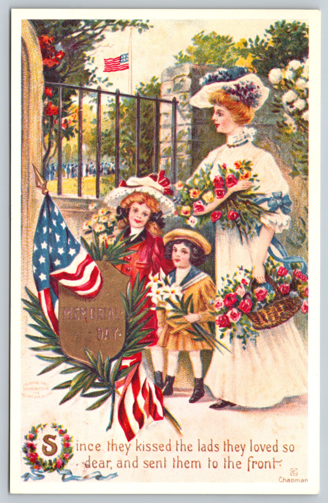 c1910s Memorial Day Kissed the Lads They Loved So Dear Antique Postcard c1910s Memorial Day Kissed the Lads They Loved So Dear Antique Postcard