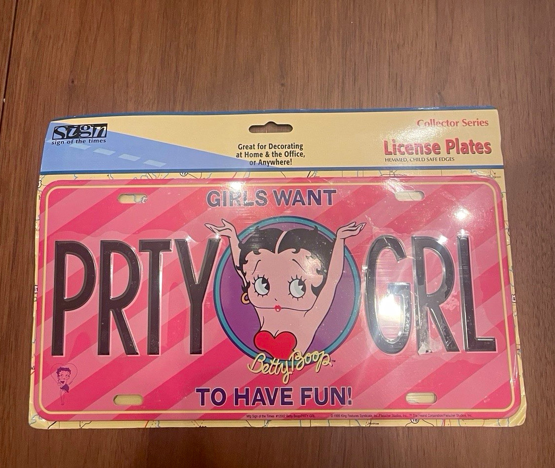 Vintage 1999 Betty Boop PRTY GRL License Plate Sign of the Times NOS Sealed Vintage 1999 Betty Boop PRTY GRL License Plate Sign of the Times NOS Sealed