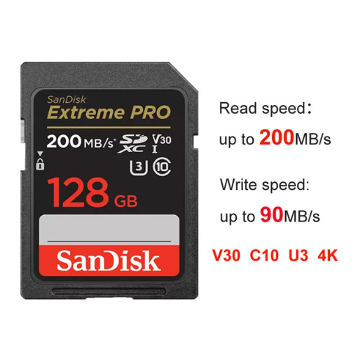 Original New SanDisk Extreme PRO SD Card 200M 128GB 4K UHD For Camera SD Card
