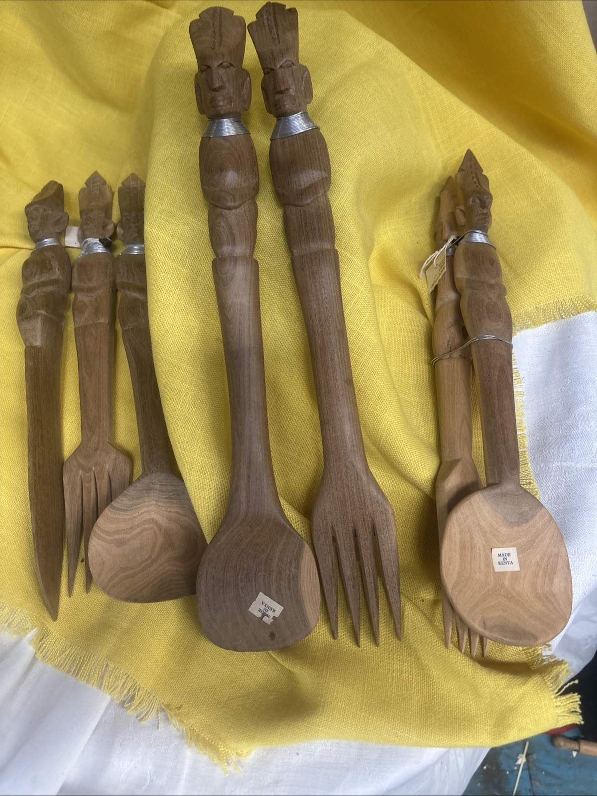 vintage hand-carved wooden serving utensils, made in Kenya vintage hand-carved wooden serving utensils, made in Kenya
