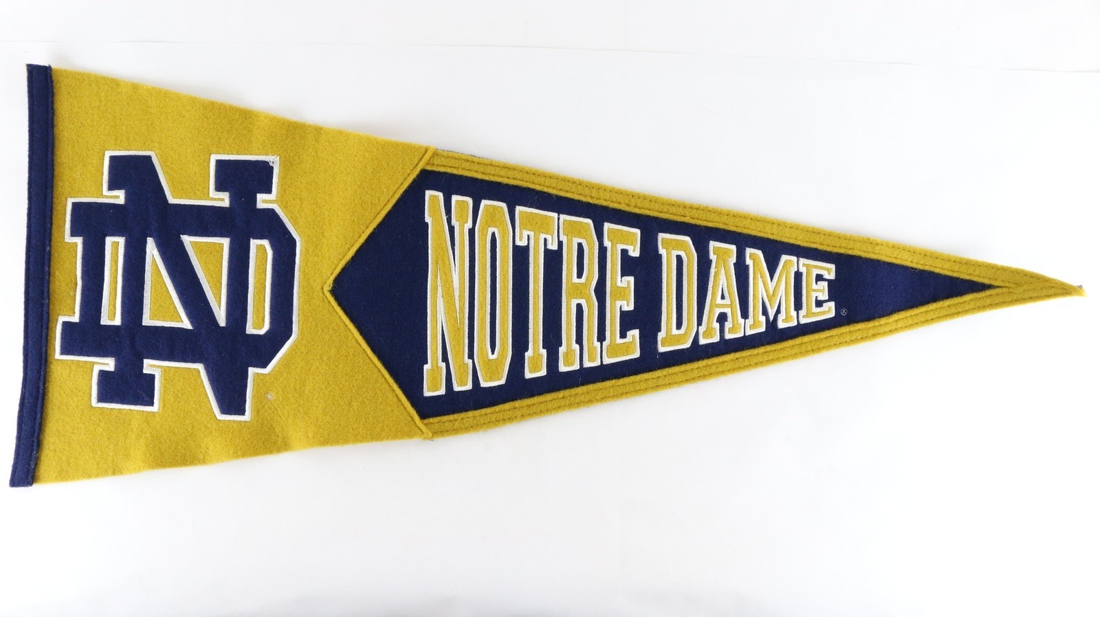 Vintage Notre Dame Pennant Flag Fighting Irish Blue & Gold Wool 32” Felt