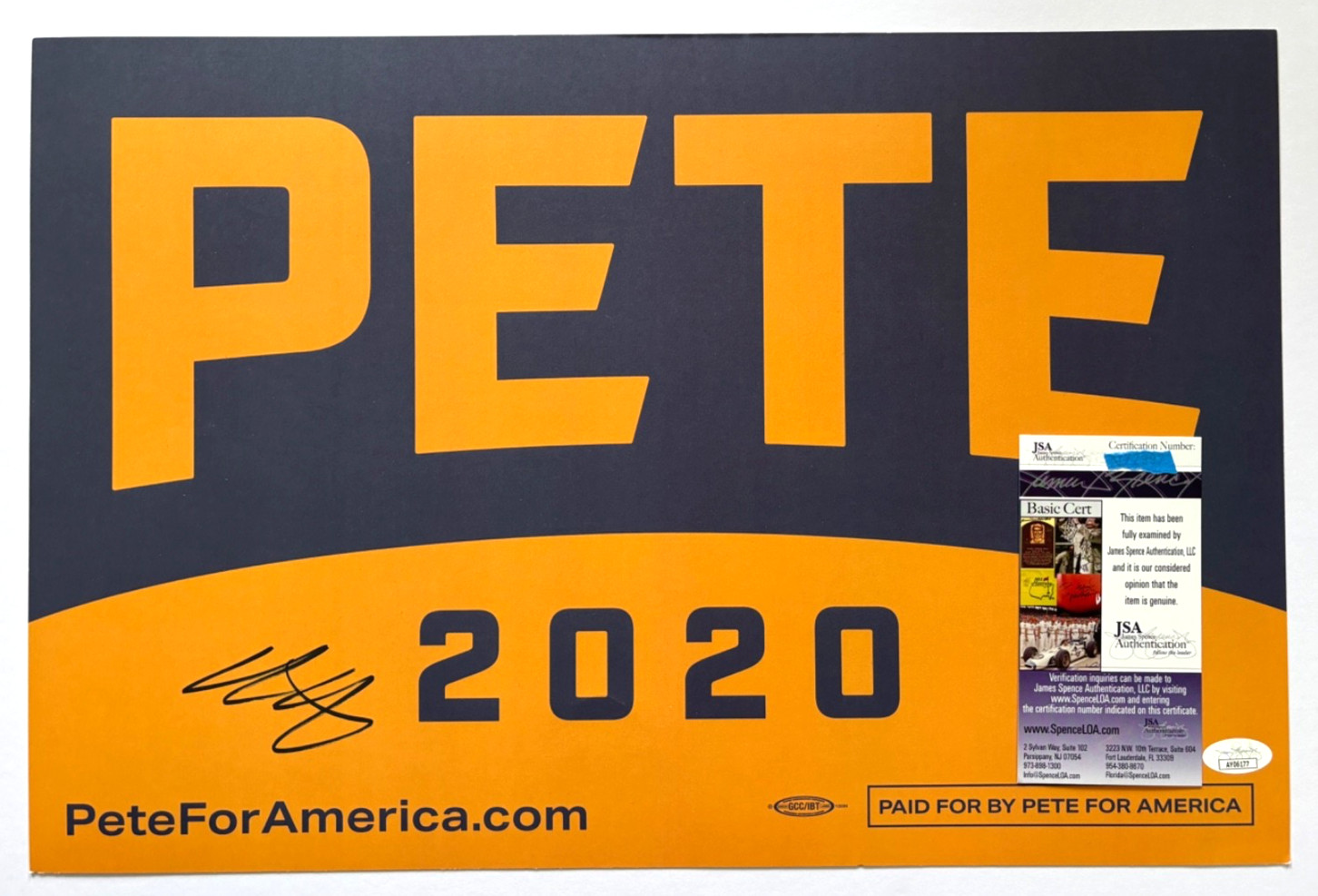 MAYOR PETE BUTTIGIEG SIGNED OFFICIAL CAMPAIGN POSTER SIGN 2020 PRESIDENT JSA MAYOR PETE BUTTIGIEG SIGNED OFFICIAL CAMPAIGN POSTER SIGN 2020 PRESIDENT JSA