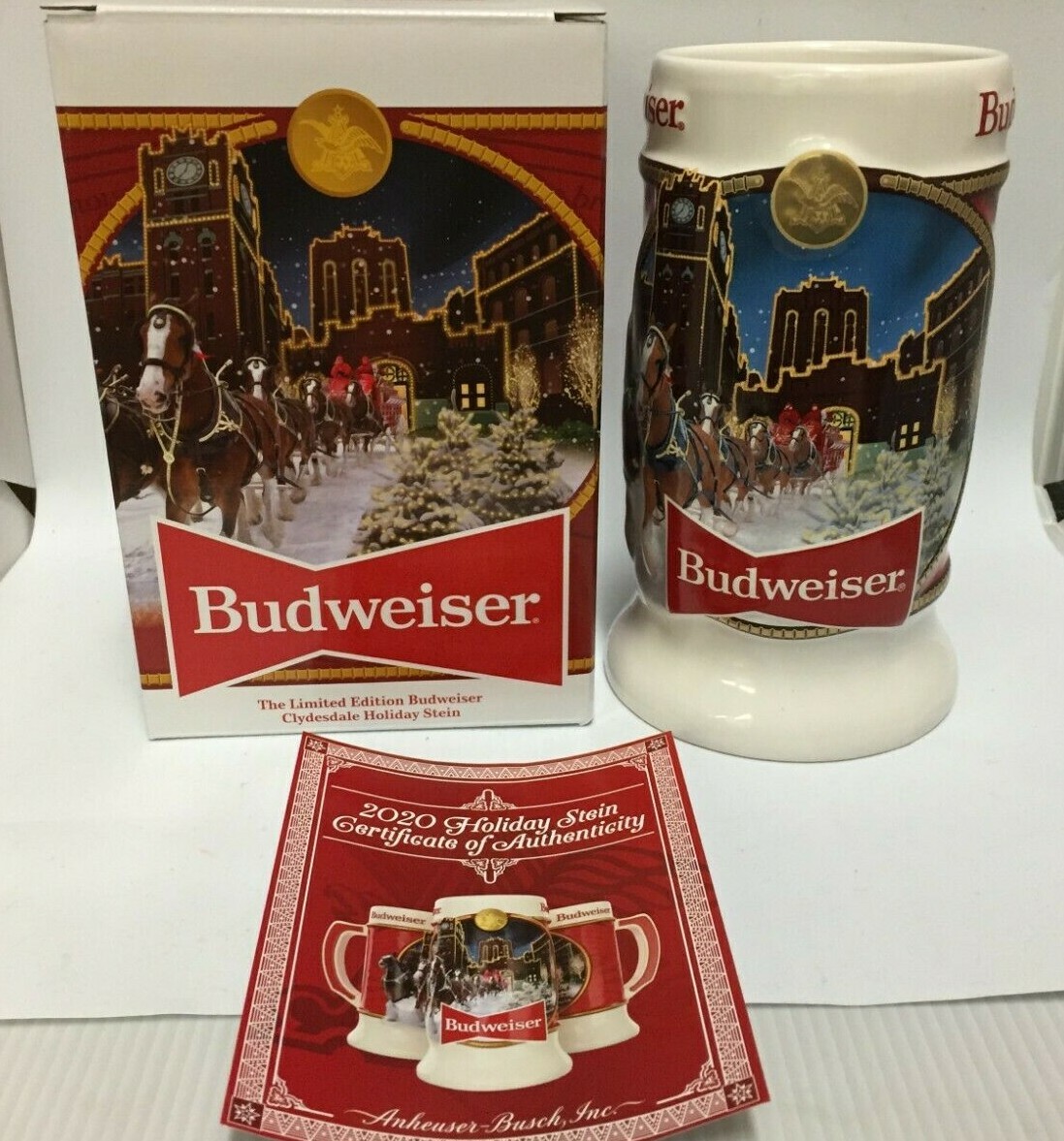 2020 Budweiser Holiday stein beer mug from annual Christmas series NEW CONDITION 2020 Budweiser Holiday stein beer mug from annual Christmas series NEW CONDITION