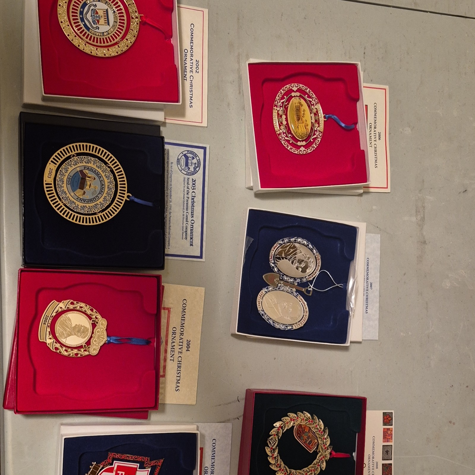 Panama Canal Zone ornaments 2002 to 2008 in original boxes Panama Canal Zone ornaments 2002 to 2008 in original boxes