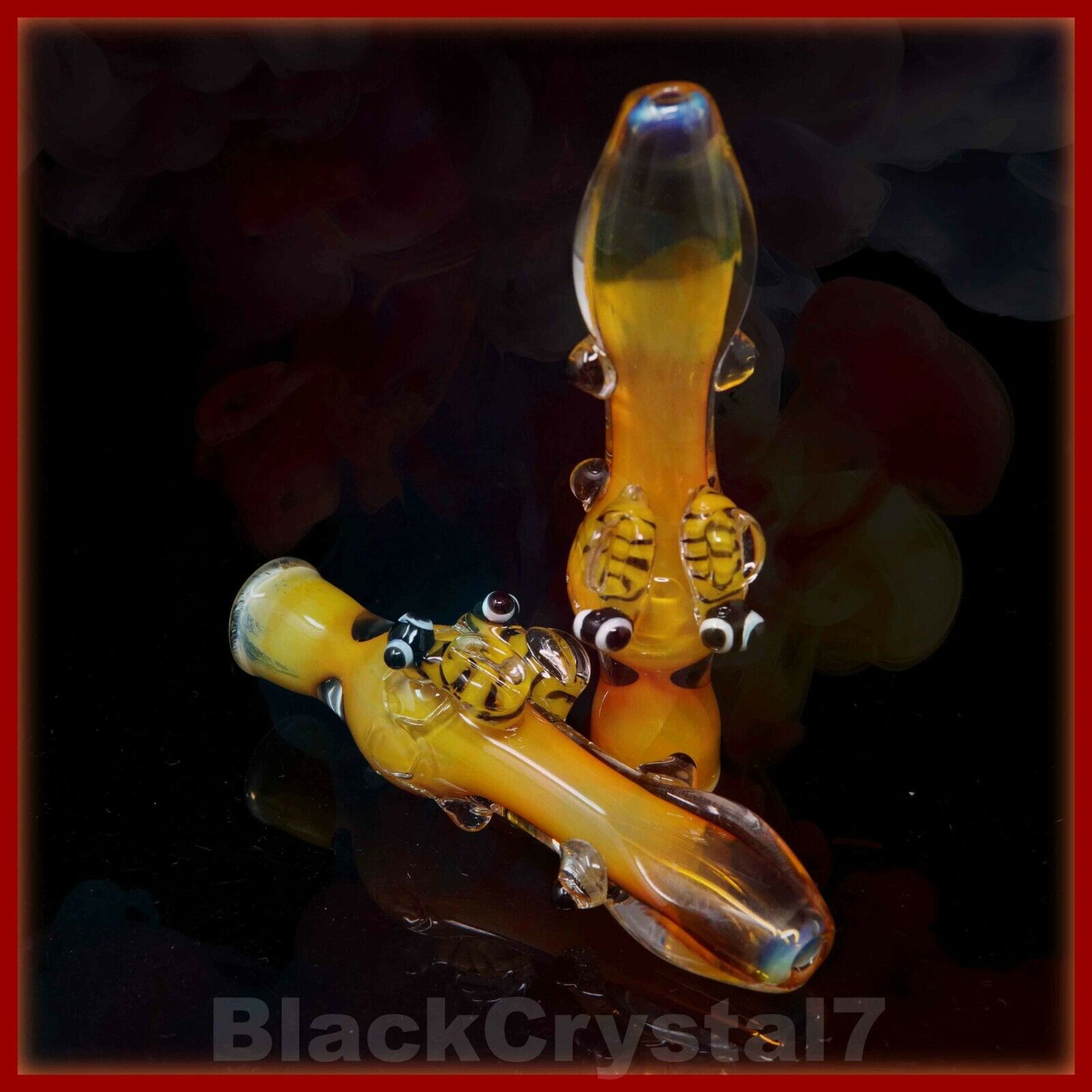 4 in Handmade Golden Bumble Bee Tobacco Smoking Bowl Glass Pipes - US Seller