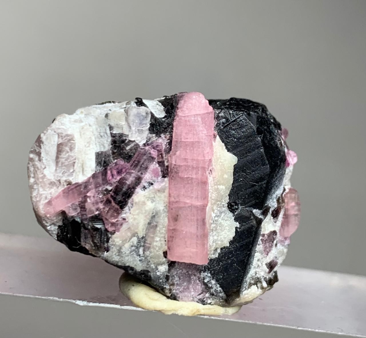31 Carat Beautiful Pink with black Tourmaline Crystal Bunch from Afghanistan 31 Carat Beautiful Pink with black Tourmaline Crystal Bunch from Afghanistan