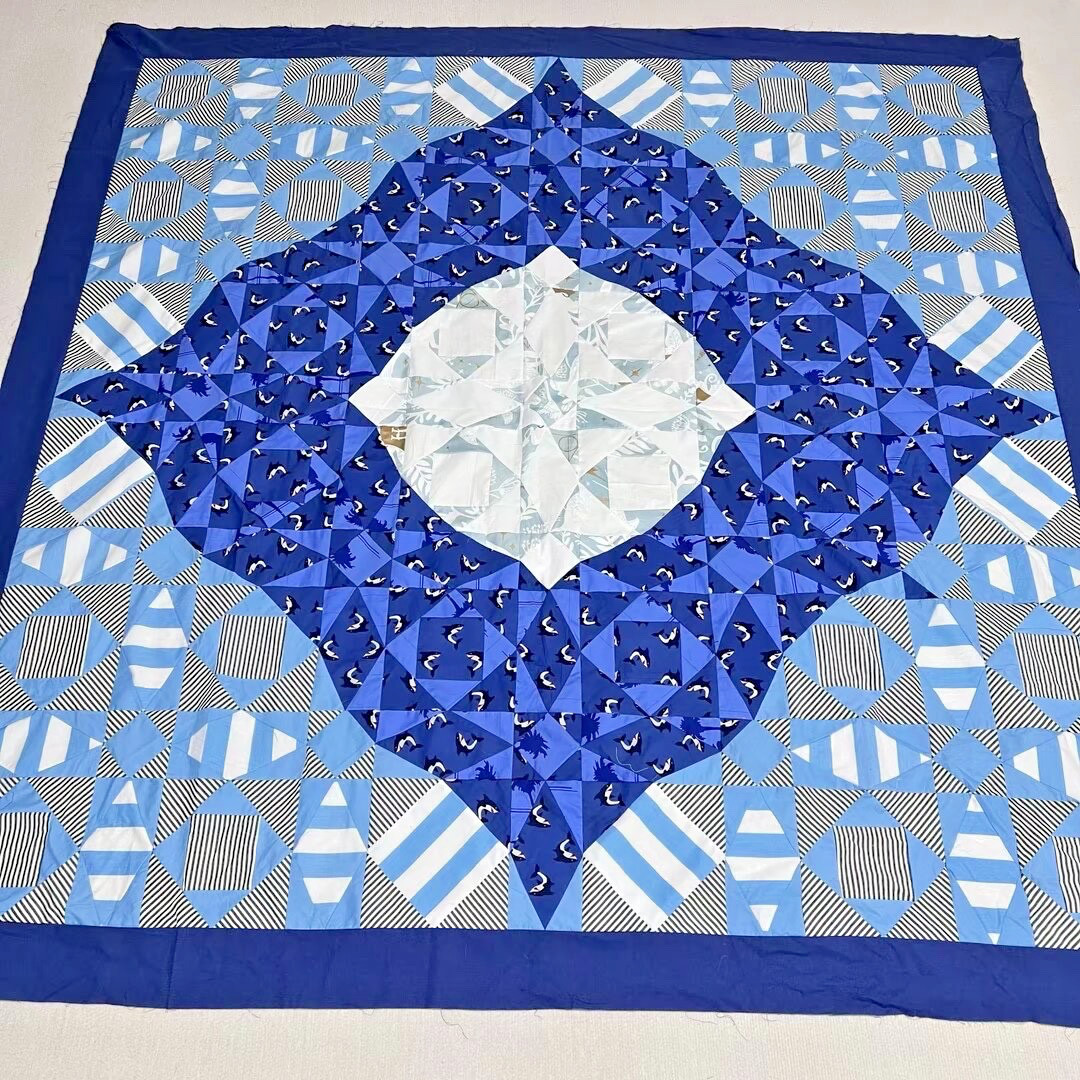 Handmade Original Blue Ocean Storm Cotton Patchwork Queen Size quilt top/topper Handmade Original Blue Ocean Storm Cotton Patchwork Queen Size quilt top/topper