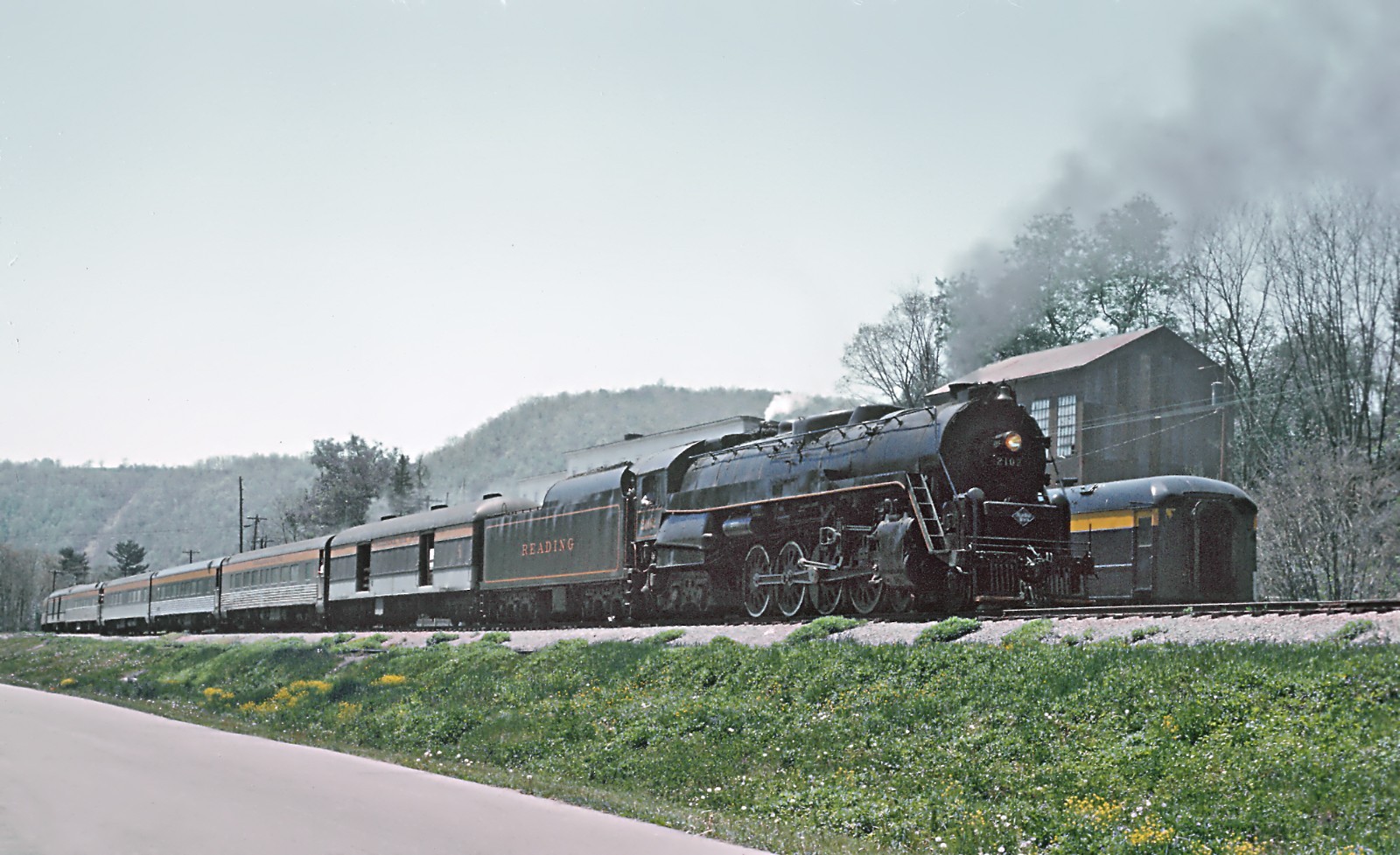 Reading 2102 inaugural run Greenbrier RR at Cass, WV 1971 8.5 x 11 Photo