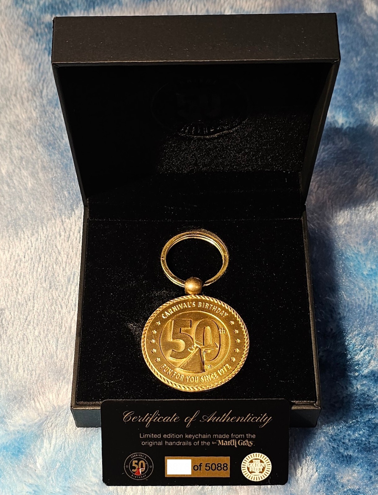Carnival 50th Birthday KEYCHAIN Made from Handrails 1972 Mardi Gras Cruise Ship Carnival 50th Birthday KEYCHAIN Made from Handrails 1972 Mardi Gras Cruise Ship