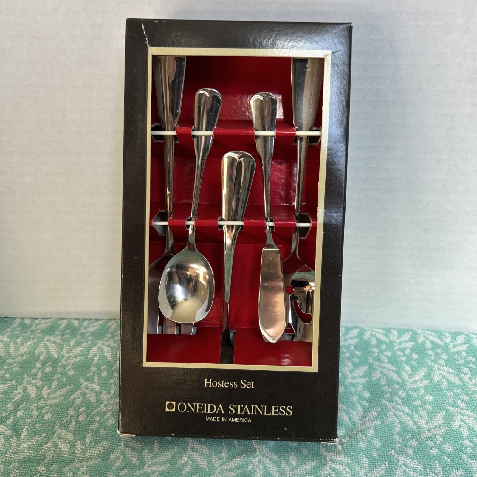 Oneida Plymouth Rock Stainless Flatware 5 Piece Hostess Serving Set in Box NOS
