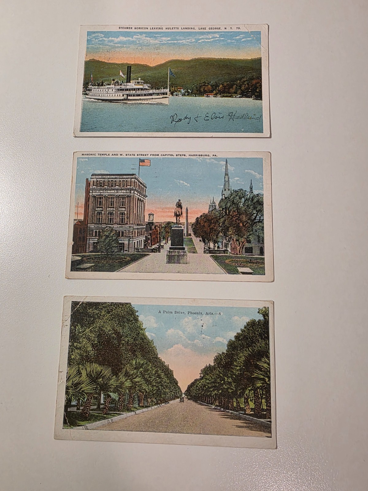 3 Used Antique Postcards - 1924 Lake George N.Y./1923 Harrisburg, PA / 1922 Ariz 3 Used Antique Postcards - 1924 Lake George N.Y./1923 Harrisburg, PA / 1922 Ariz