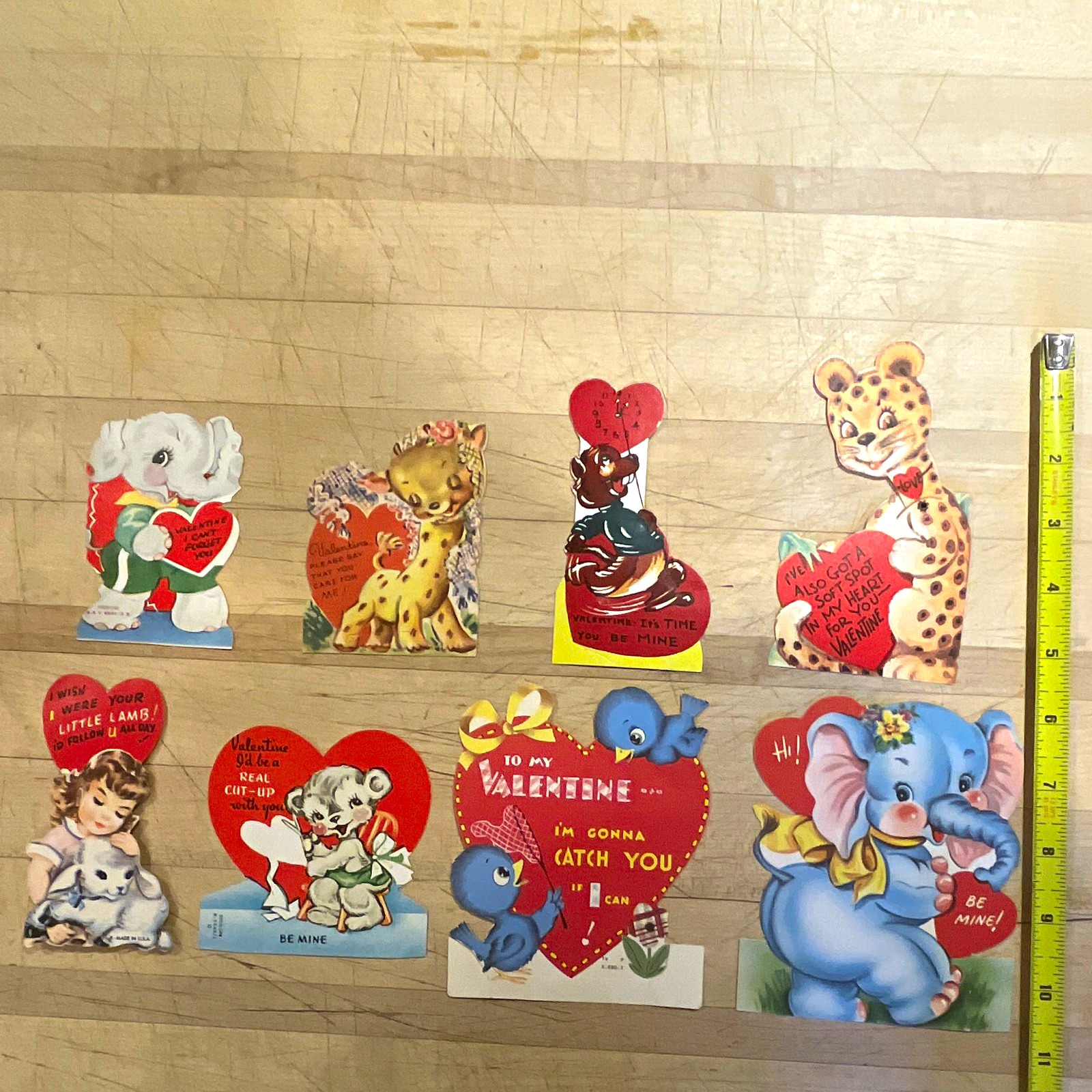 8 Vintage Valentine\'s Day Cards Lot - Animals / Children 8 Vintage Valentine\'s Day Cards Lot - Animals / Children