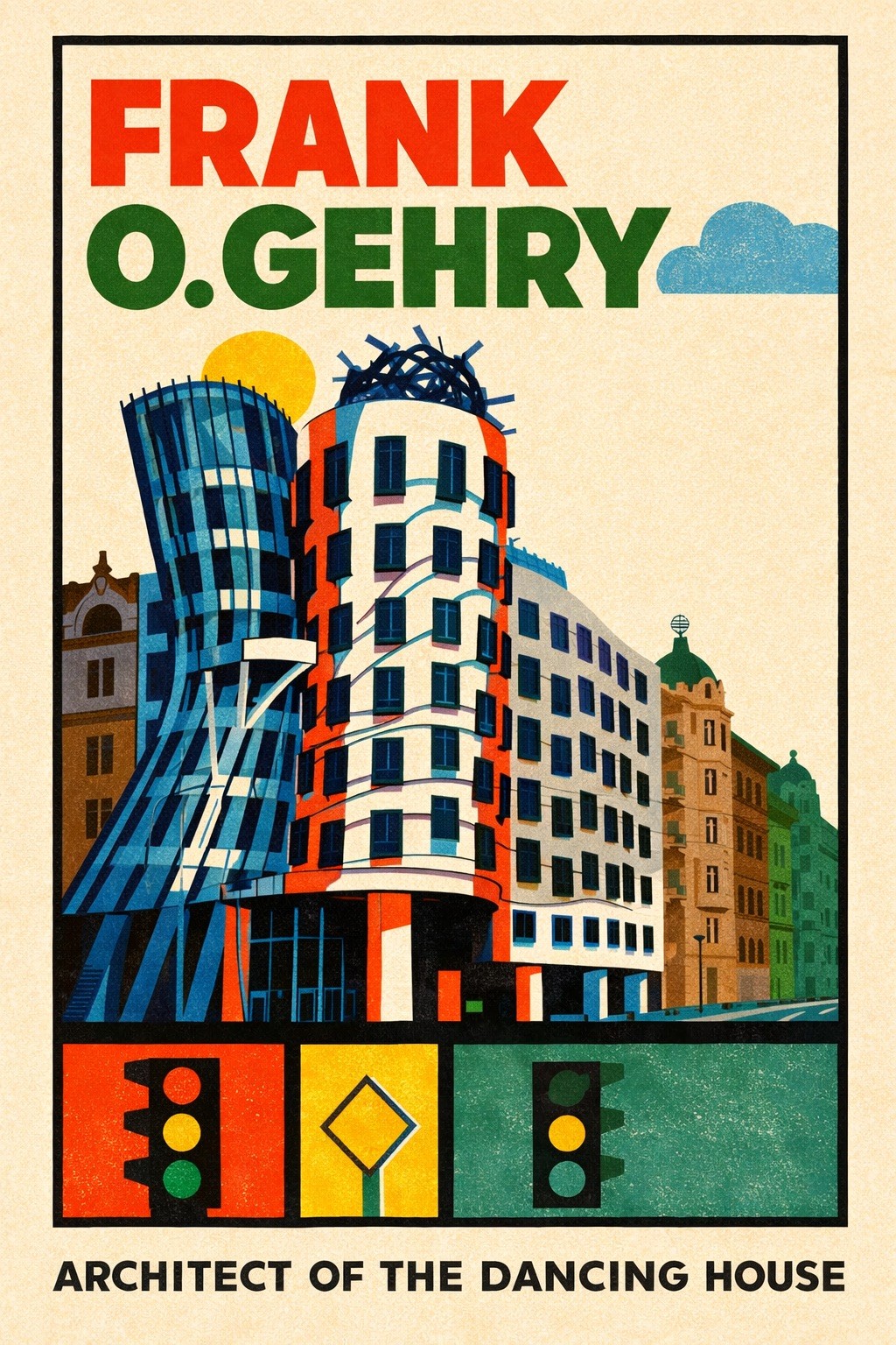 Frank Gehry Dancing House Poster - Retro Decor 🏙️ 24x36” - Premium Matte Paper