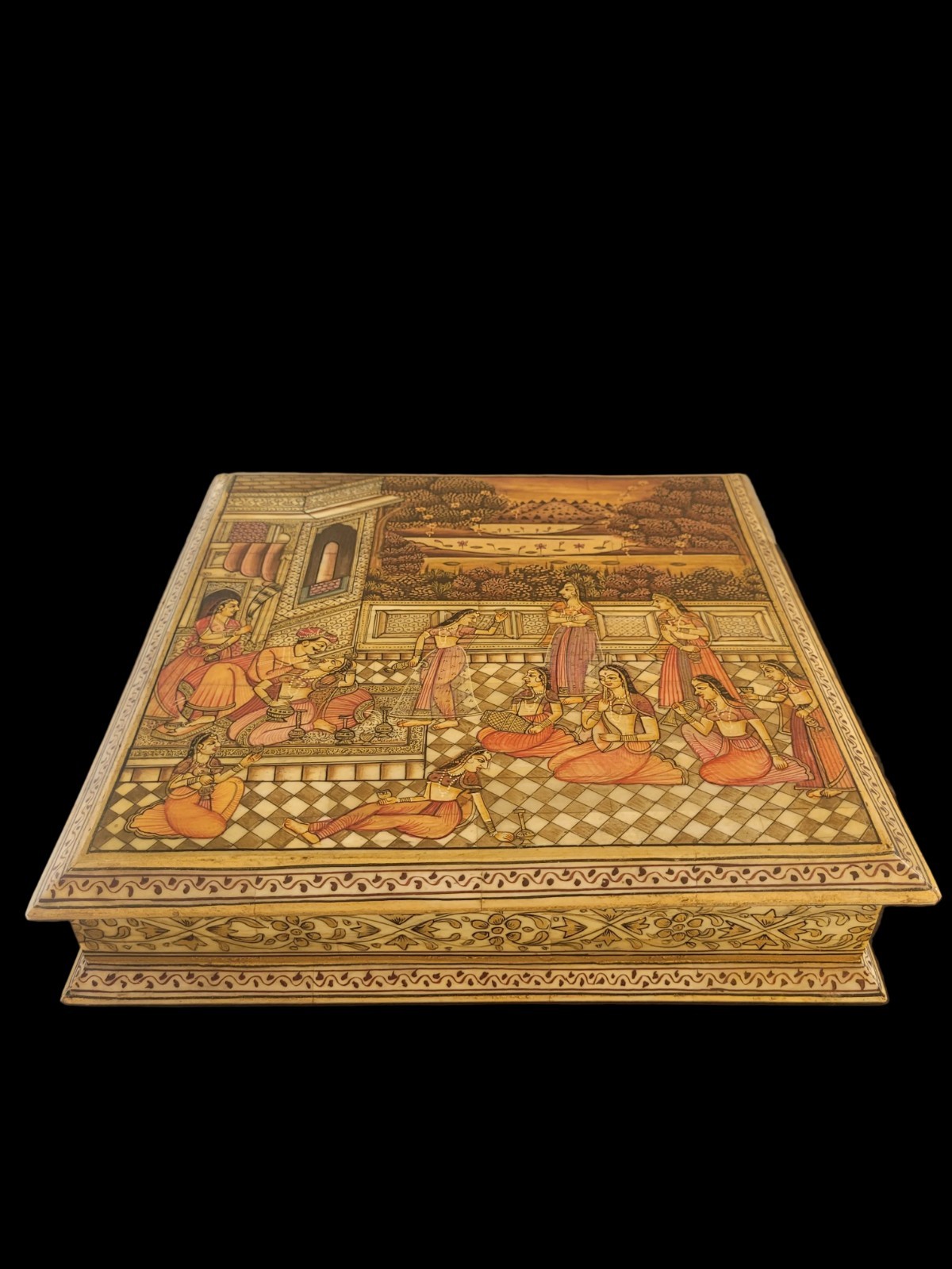 Vintage Indian Hand Painted Miniature Scene Keepsake Box 10 Vintage Indian Hand Painted Miniature Scene Keepsake Box 10