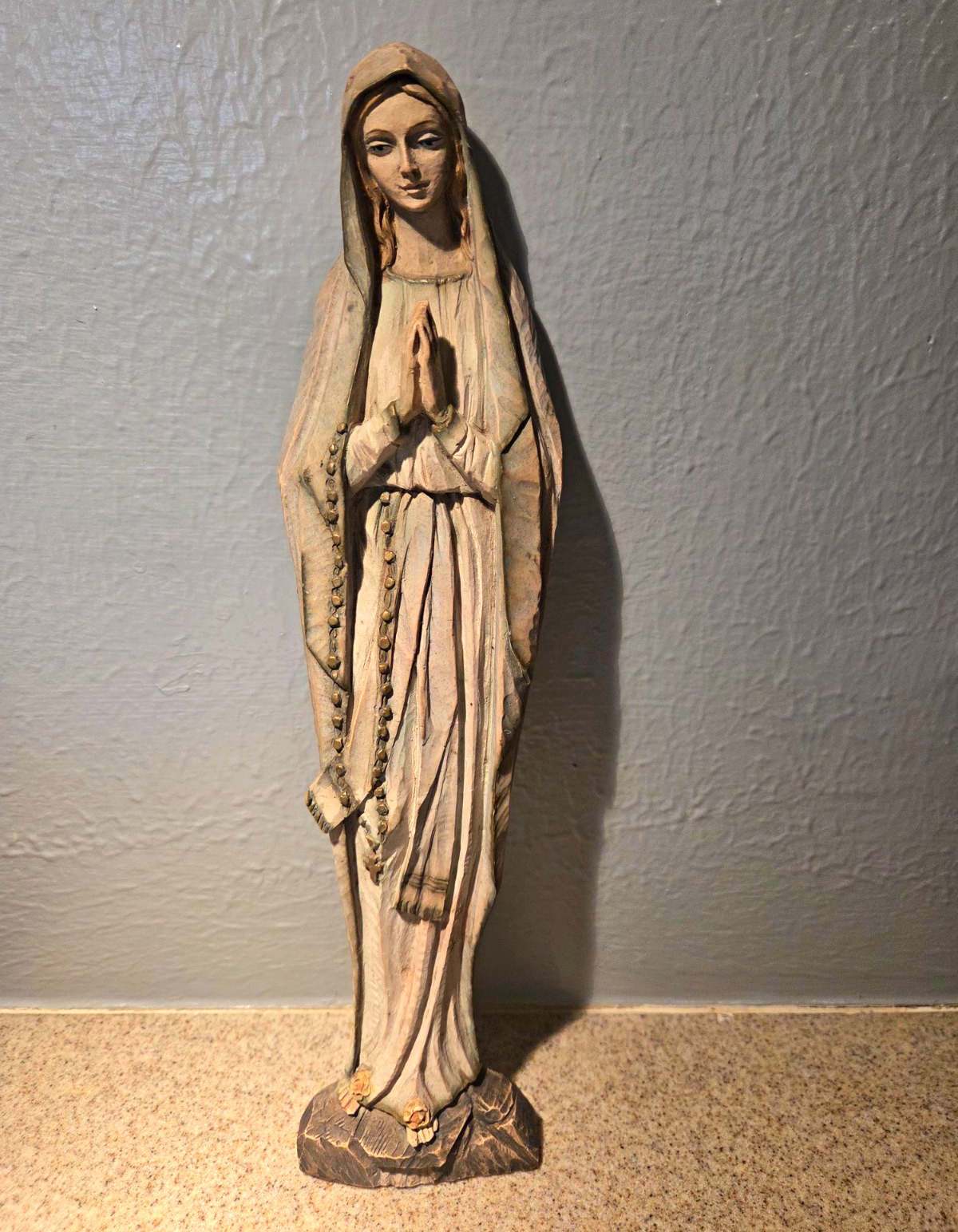 Vintage Italian Terracotta Our Lady of Lourdes Statue - 11.5